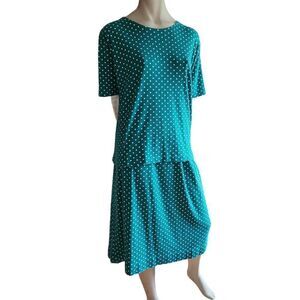 Northern Isles A-Line Skirt Set Polka Dots Pockets Pullover Short Sleeves